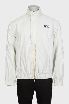 Men's white jacket with branded embroidery