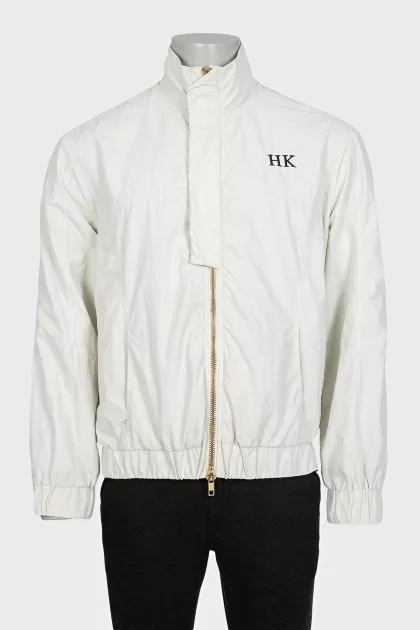 Men's white jacket with branded embroidery