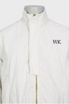 Men's white jacket with branded embroidery
