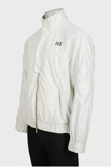 Men's white jacket with branded embroidery