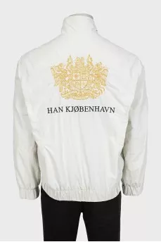 Men's white jacket with branded embroidery
