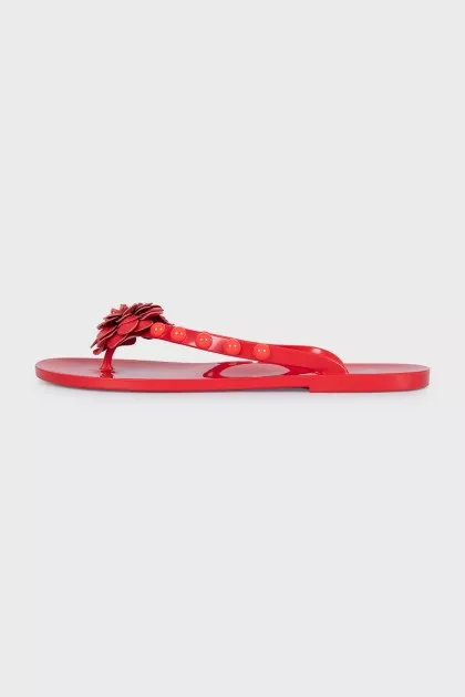 Red flip-flops with decor