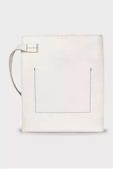 White leather crossbody bag with strap