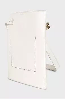 White leather crossbody bag with strap