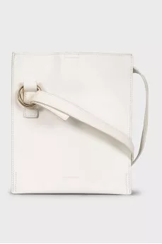 White leather crossbody bag with strap