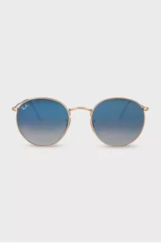 Gold sunglasses with blue lenses