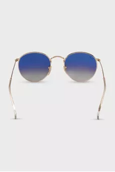 Gold sunglasses with blue lenses