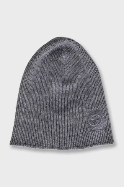 Men's gray wool hat