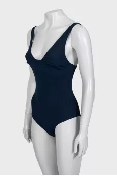 Blue one-piece swimsuit with tag