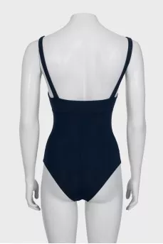 Blue one-piece swimsuit with tag