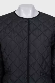 Black quilted straight-cut jacket