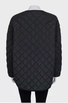 Black quilted straight-cut jacket