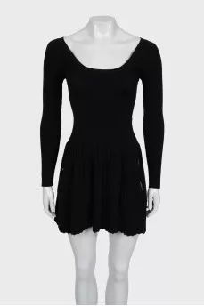 Black dress made of wool and silk