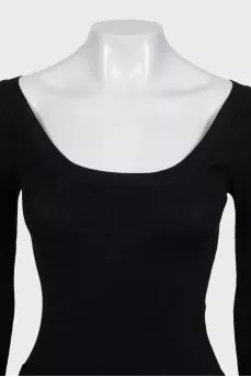 Black dress made of wool and silk