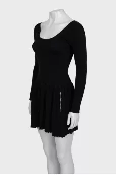 Black dress made of wool and silk
