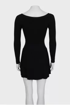 Black dress made of wool and silk