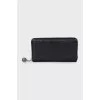 Black leather wallet with branded embossing