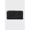 Black leather wallet with branded embossing
