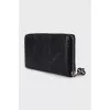 Black leather wallet with branded embossing