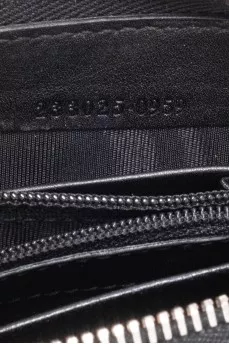 Black leather wallet with branded embossing