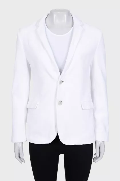 White single-breasted button-down jacket