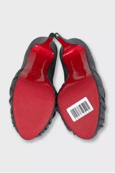 Gray textile sandals