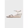 Gold leather wedge sandals
