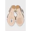 Gold leather wedge sandals