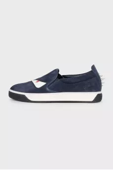 Men's suede slip-ons decorated with studs