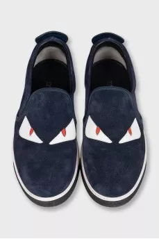 Men's suede slip-ons decorated with studs