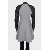 Gray coat with leather sleeves