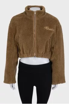 Brown fitted bomber jacket