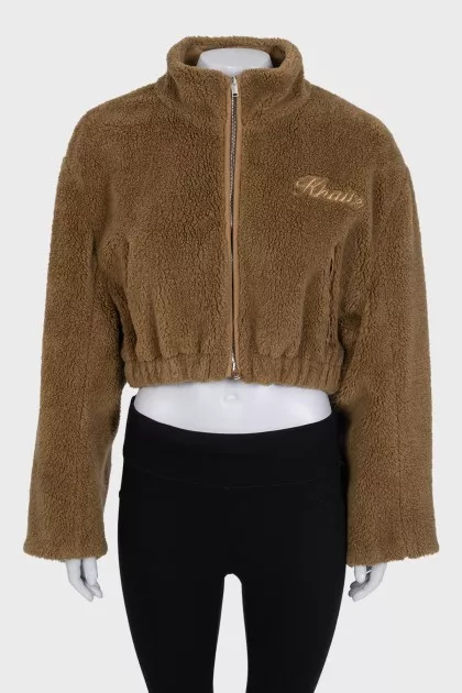 Brown fitted bomber jacket