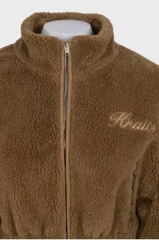 Brown fitted bomber jacket