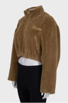 Brown fitted bomber jacket