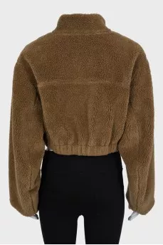 Brown fitted bomber jacket