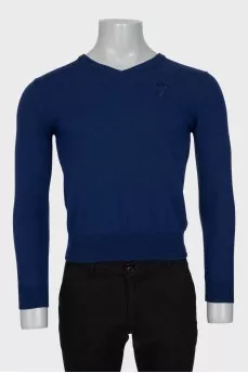 Men's blue wool pullover