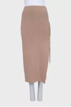Beige suit with a tie-up top