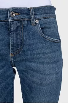 Синие skinny джинсы с лого на кармане