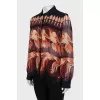 Шелковая черная блуза в принт