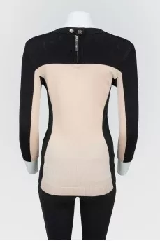 Beige-black sweater with lightning