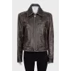Brown distressed leather jacket