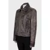 Brown distressed leather jacket