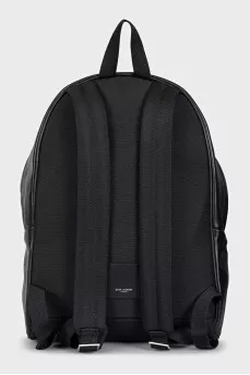 Men's black leather backpack
