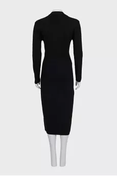 Black bodycon dress with gold buttons