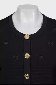 Black cropped cardigan with logo