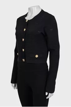 Black cropped cardigan with logo