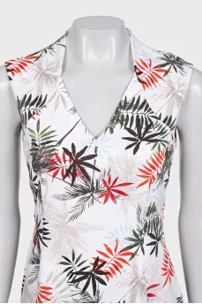 White fitted dress with print