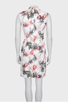 White fitted dress with print