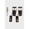 Men's leather belt with interchangeable buckles
